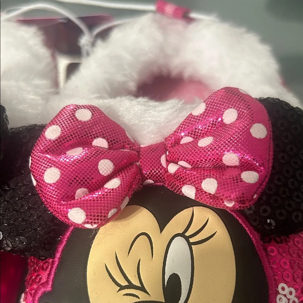 Disney Minnie Mouse Hot Pink Sequin Slippers Size 11/12 (Toddler) -  NWT